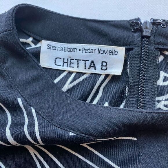 Vintage Designer Chetta B Black & White Dress Knee Length Mini Short Sleeve - Picture 9 of 10